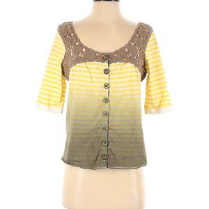 We the Free Tshirt with Crochet and Buttons